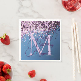 Monogram Lavender Confetti Birthday Personlig Pappersservett