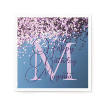 Monogram Lavender Confetti Birthday Personlig