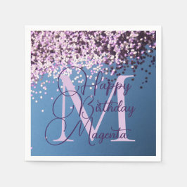 Monogram Lavender Confetti Birthday Personlig Pappersservett