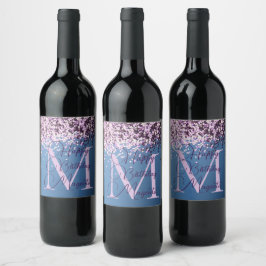 Monogram Lavender Confetti Roligt födelsedag Vinflaska Etikett