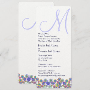 Monogram Lavender Periwinkle Bröllop Inbjudningar