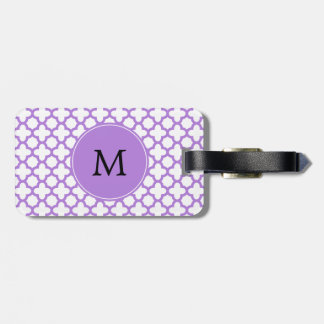 Monogram Lavender Quatrefoil Mönster Bagagebricka