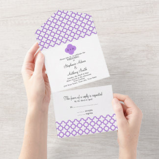 Monogram Lavender Quatrefoil Mönster Rehearsal all