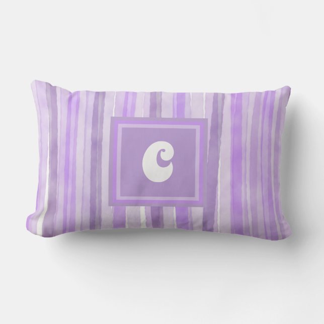 Monogram Lavender Rand Anpassningsbar Lumbarkudde (Framsida)