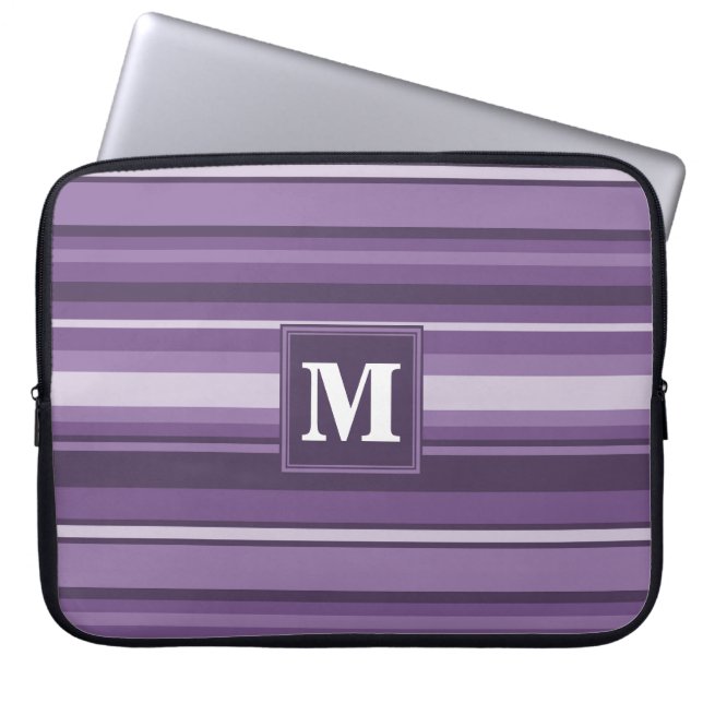 Monogram Lavender rand Laptop Sleeve (Framsidan)