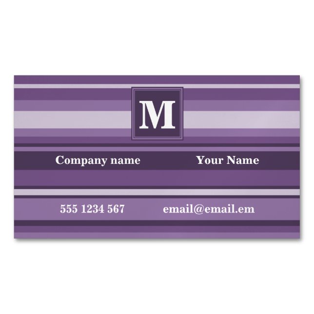 Monogram Lavender rand Magnetiska Visitkort (Framsida)
