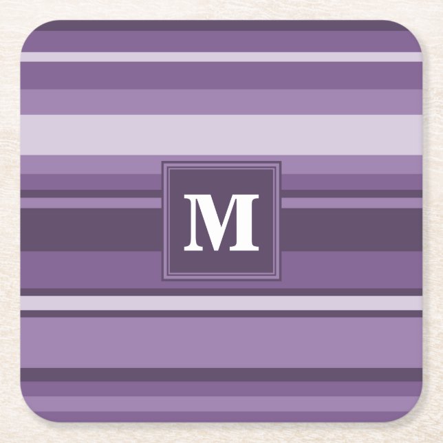 Monogram Lavender rand Underlägg Papper Kvadrat (Framsidan)
