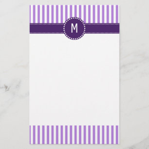 Monogram Lavender Stripe Mönster Brevpapper