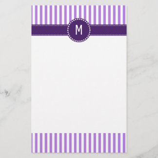 Monogram Lavender Stripe Mönster Brevpapper