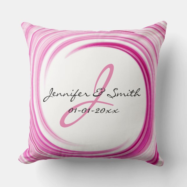 Monogram Lavender Swirl Abstrakt Art Kudde (Framsida)