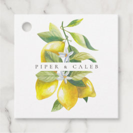 Monogram Lemon Blommar Bröllop Gåvor Etiketter