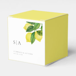 Monogram Lemon Citrus Gren Greenery Bröllop Presentaskar