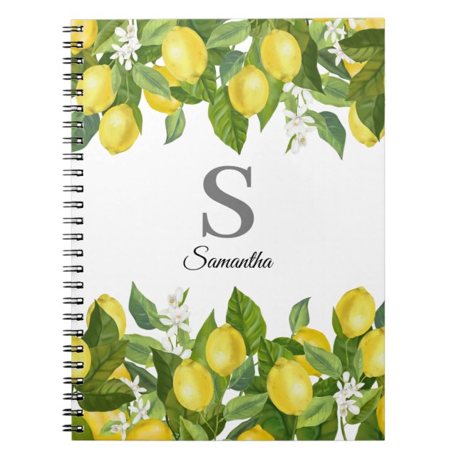 Monogram Lemon Citrus Namn Anteckningsbok (Framsidan)