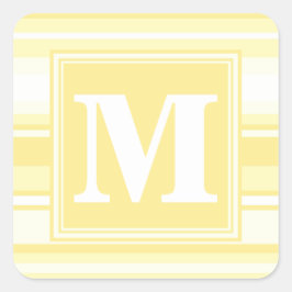 Monogram lemon gult rand fyrkantigt klistermärke