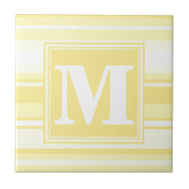 Monogram lemon gult rand kakelplatta