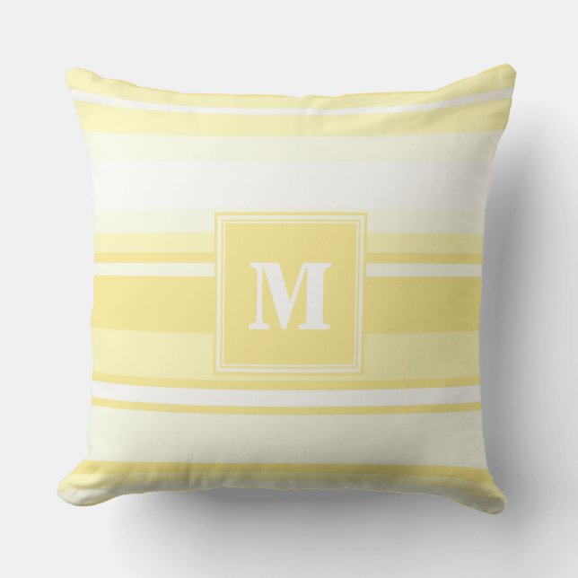 Monogram lemon gult rand kudde (Framsida)