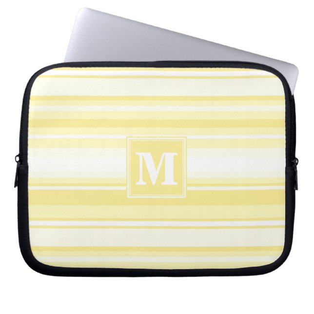 Monogram lemon gult rand laptop sleeve (Framsidan)
