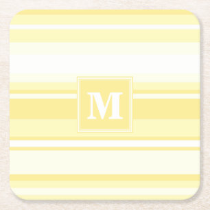 Monogram lemon gult rand underlägg papper kvadrat