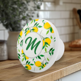 Monogram Lemons och Löv Mönster Knopp