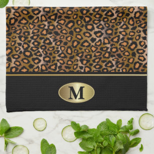 Monogram Leopard Animal Mönster Kökshandduk