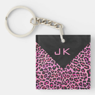 Monogram Leopard Black and Shock rosa Print