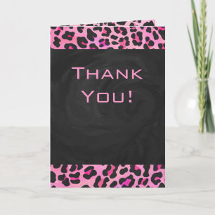 Monogram Leopard Black and Shock rosa Print Kort