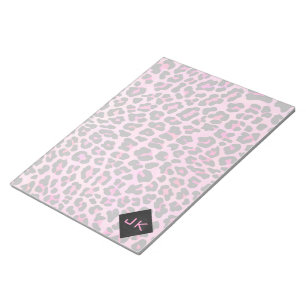 Monogram Leopard Black och Shock rosa Print Anteckningsblock