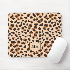 Monogram Leopard Brun Chic Tjejaktig Djurtryck Musmatta