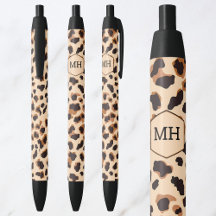 Monogram Leopard Print Brown Black Animal Mönster