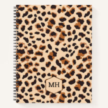 Monogram Leopard Skriv ut Chic Brunt tomt sketchbo