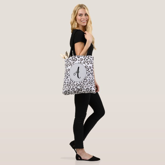 Monogram Leopard Skriv ut Tote Bag Tygkasse (På modell)