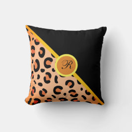 Monogram Leopard Skriv ut två ton Golden Black Kudde