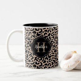 Monogram Leopard Skriv ut Två-Tonad Mugg