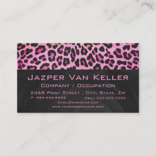Monogram Leopard Svart och Hot Pink Tryck Visitkort