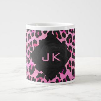 Monogram Leopard Svart och varmröd tryck Jumbo Mugg