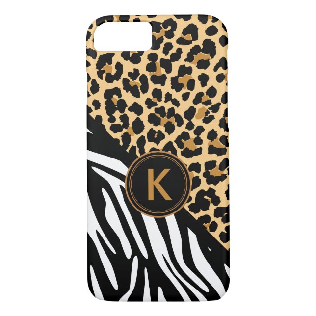 Monogram Leopard Zebra tryck iphone case Case-Mate iPhone Skal (Baksida)