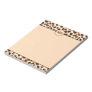 Monogram Leopardmönster Modern Brun Svart Djur Anteckningsblock