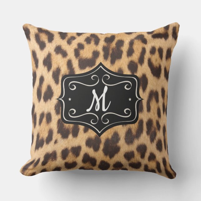 Monogram Leopardycktryck 20X20 Utomhusdynor Kudde (Framsida)