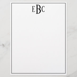 Monogram Letter Classic Black and White Brevhuvud