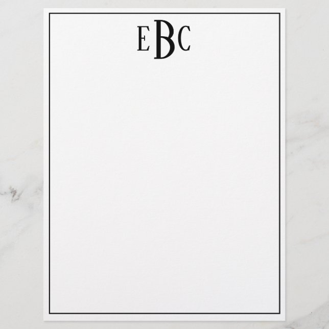 Monogram Letter Classic Black and White Brevhuvud (Framsida)