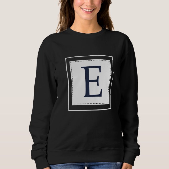 Monogram Letter E Alphabet E Initial Navy Blue   T Shirt (Framsida)