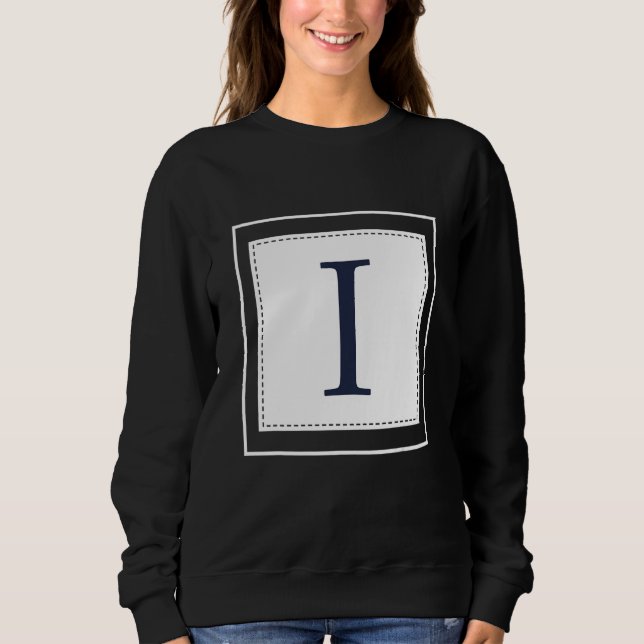 Monogram Letter I Alphabet I Initial Navy Blue T Shirt (Framsida)