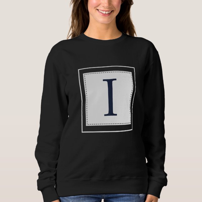 Monogram Letter I Alphabet I Initial Navy Blue   T Shirt (Framsida)