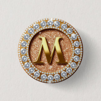Monogram Letter M on Rose Gold Glitter Background Knapp