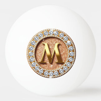 Monogram Letter M on Rose Gold Glitter Background Pingisboll