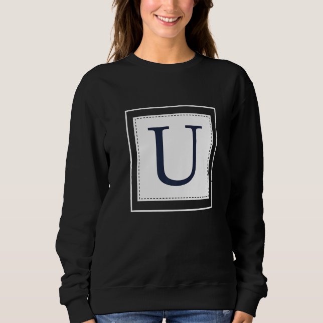 Monogram Letter U Alphabet U Initial Navy Blue   T Shirt (Framsida)