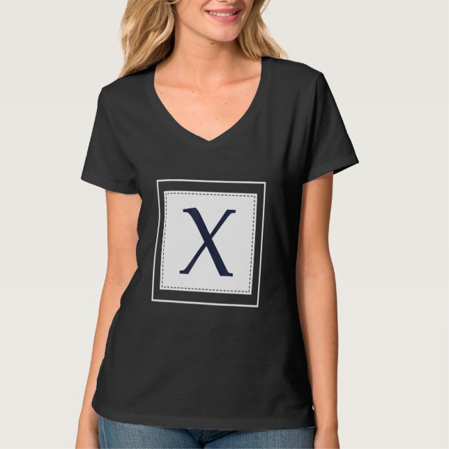 Monogram Letter X Alphabet X Initial Navy Blue T Shirt (Framsida)