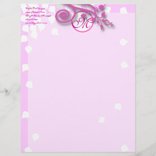 Monogram Letterhead Lavender, Rosa och hallon Brevhuvud