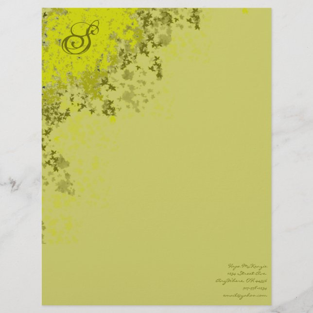Monogram Letterhead Lime Löv Brevhuvud (Framsida)