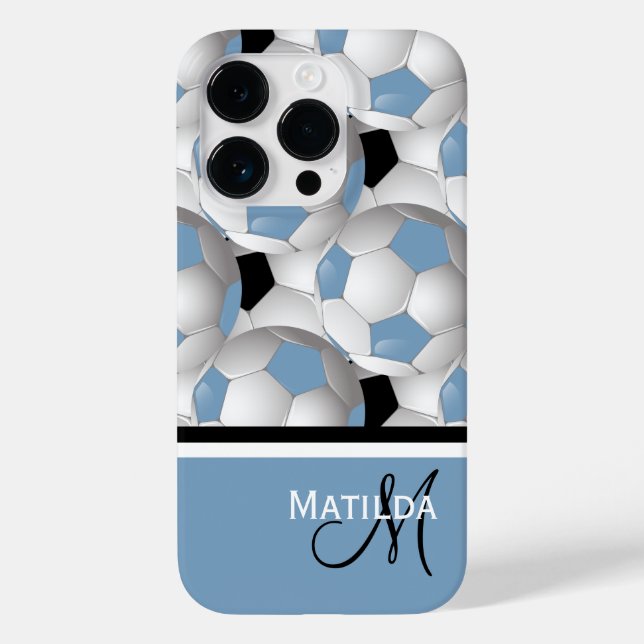 Monogram Light Blue Soccer Ball Mönster (Baksida)